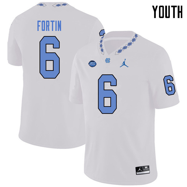 Jordan Brand Youth #6 Cade Fortin North Carolina Tar Heels College Football Jerseys Sale-White